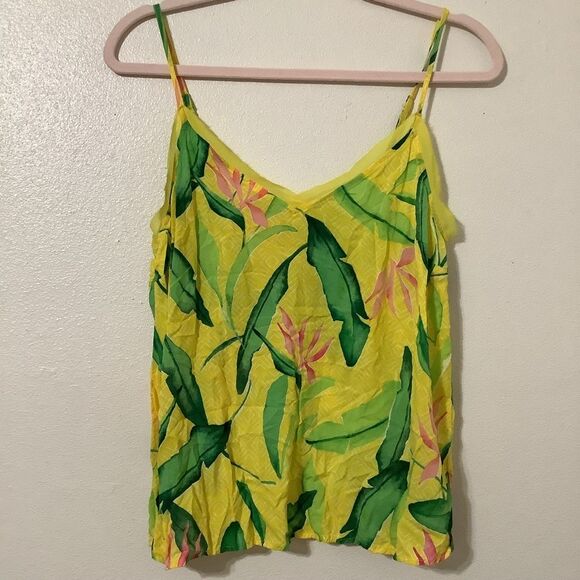 A New Day Y2K Style Yellow Coastal Tropical Boho Hippie Camisole Size Medium - Picture 1 of 12